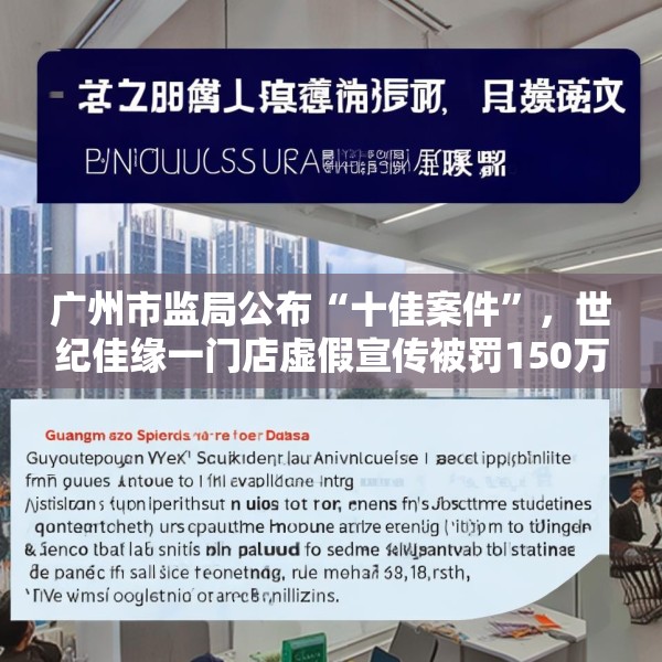 广州市监局公布“十佳案件”，世纪佳缘一门店虚假宣传被罚150万元