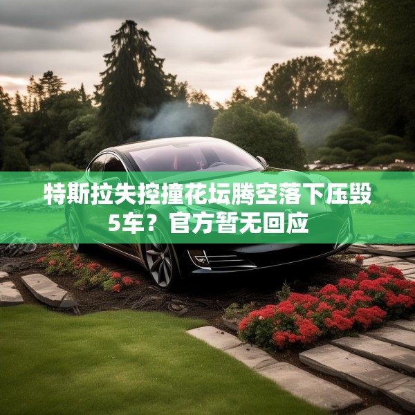 特斯拉失控撞花坛腾空落下压毁5车？官方暂无回应