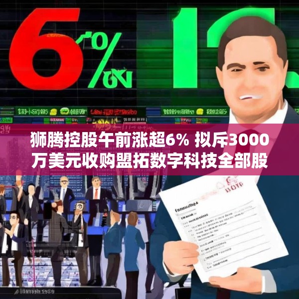 狮腾控股午前涨超6% 拟斥3000万美元收购盟拓数字科技全部股权