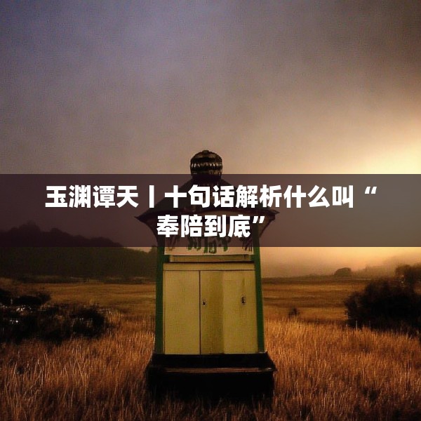 玉渊谭天丨十句话解析什么叫“奉陪到底”
