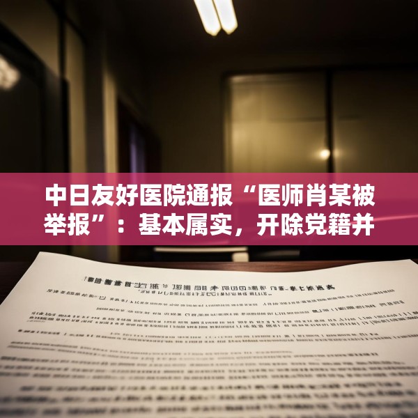 中日友好医院通报“医师肖某被举报”：基本属实，开除党籍并解聘