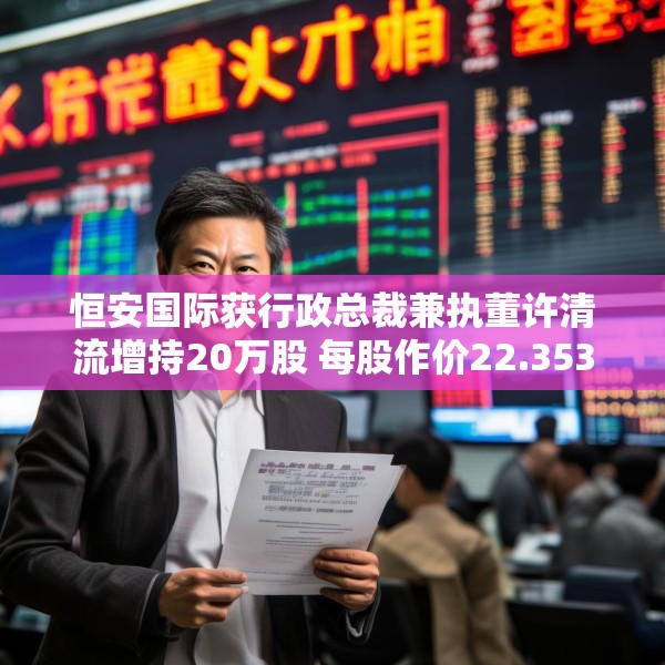 恒安国际获行政总裁兼执董许清流增持20万股 每股作价22.353港元