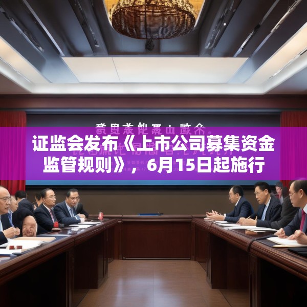 证监会发布《上市公司募集资金监管规则》，6月15日起施行