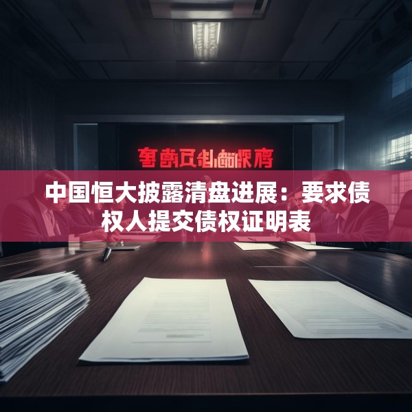 中国恒大披露清盘进展：要求债权人提交债权证明表