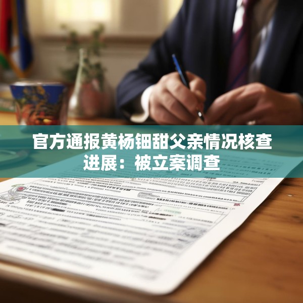官方通报黄杨钿甜父亲情况核查进展：被立案调查