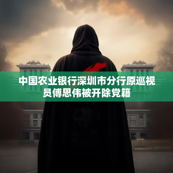 中国农业银行深圳市分行原巡视员傅思伟被开除党籍