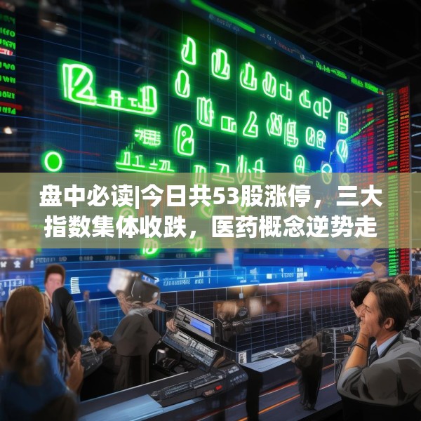 盘中必读|今日共53股涨停，三大指数集体收跌，医药概念逆势走高