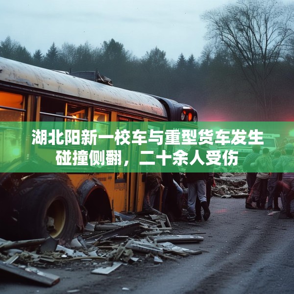湖北阳新一校车与重型货车发生碰撞侧翻，二十余人受伤